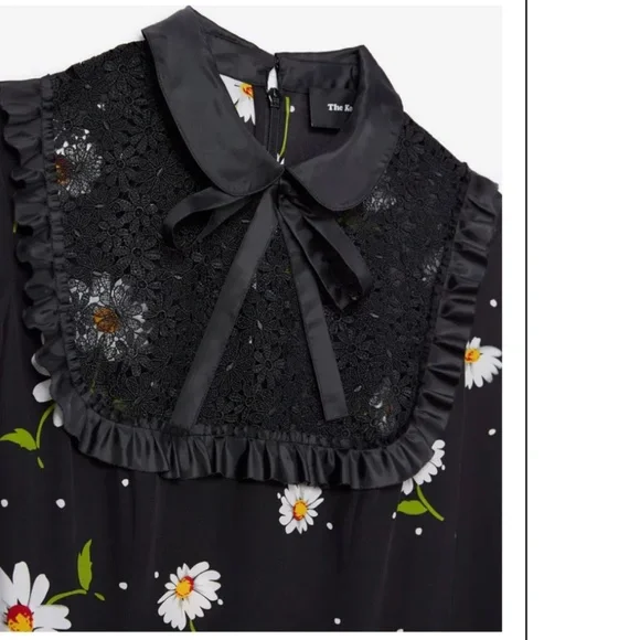 Floral Black Dress with Lace Details